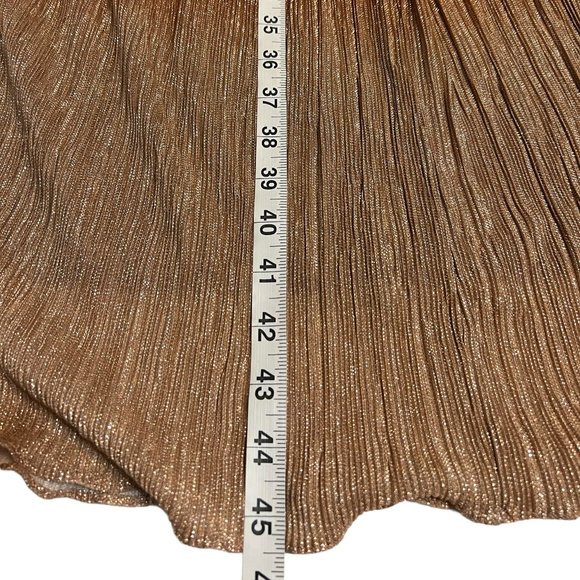 Dress the Population Brown Gold Pleated Metallic Midi Dress L Sleeveless Party - Picture 10 of 10